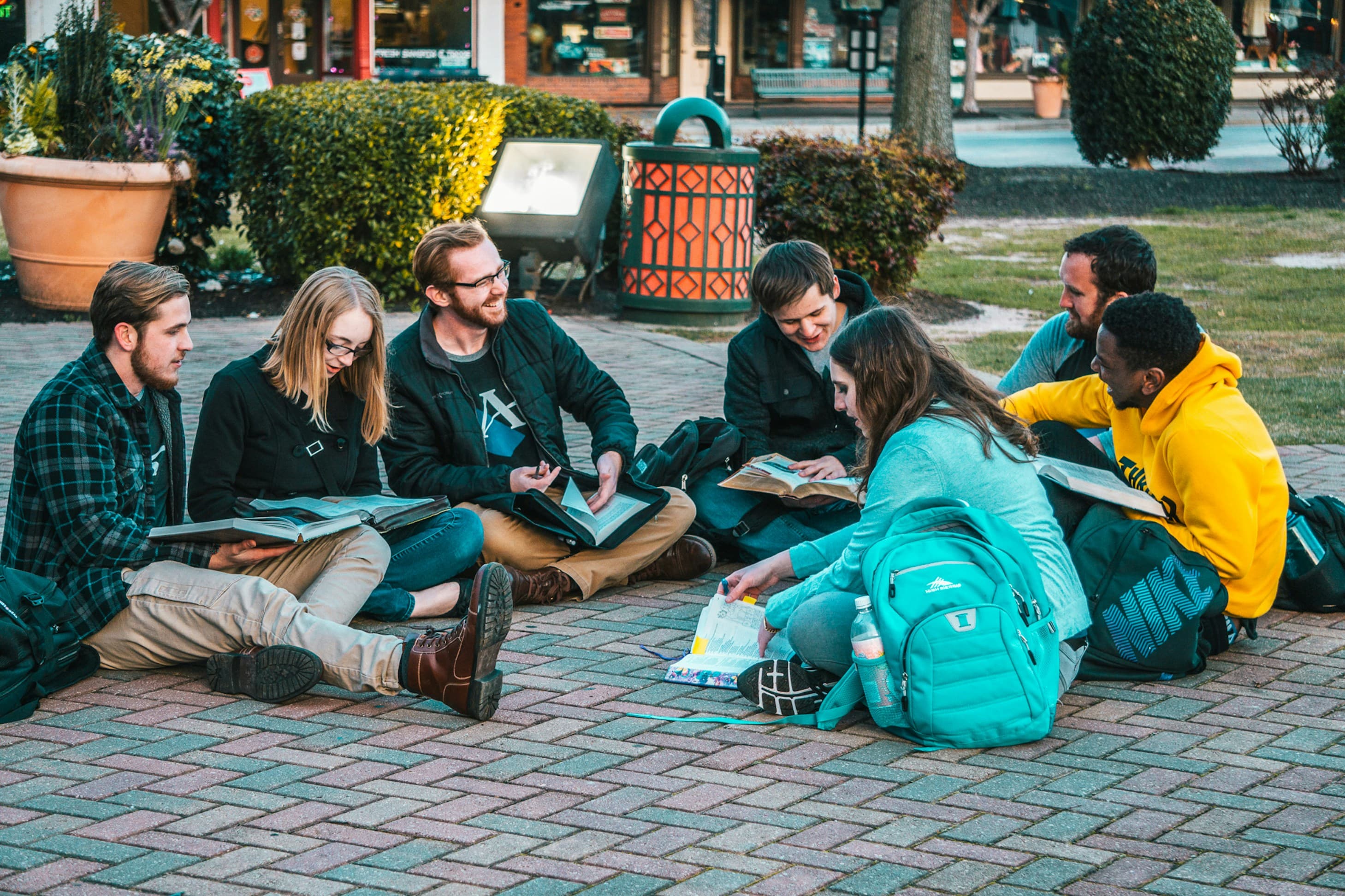Students studying together