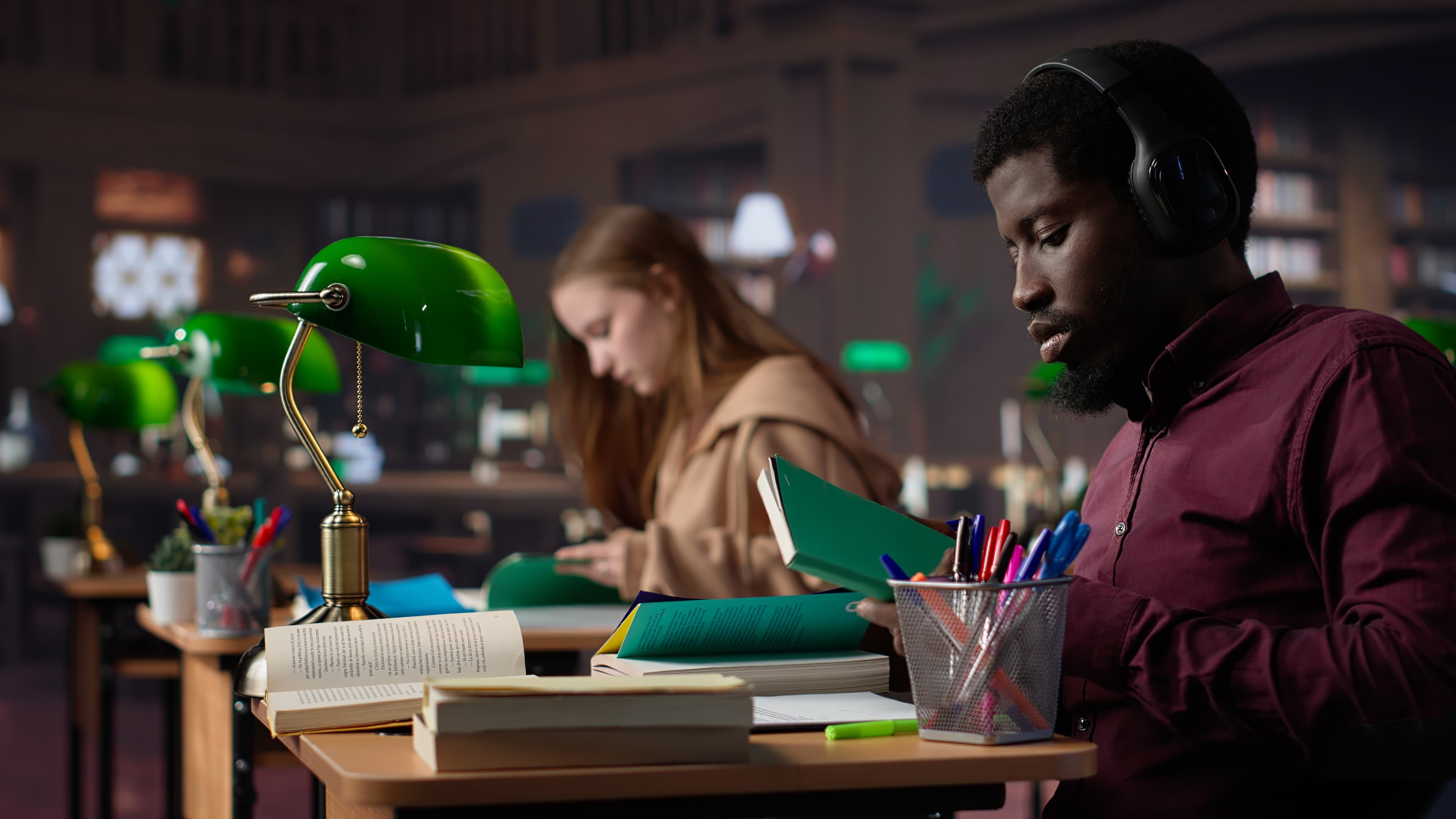 Students studying together outdoors